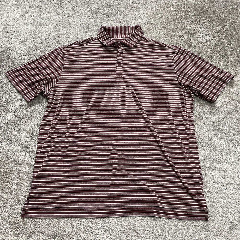 Columbia Golf Polo Shirt Mens XL Maroon Striped Collared Short Sleeve Active Top